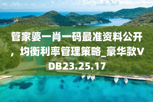 管家婆一肖一码最准资料公开，均衡利率管理策略_豪华款VDB23.25.17