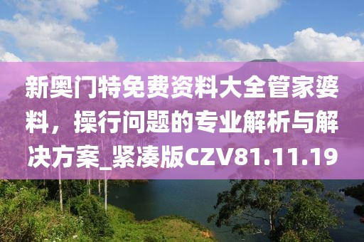 新奥门特免费资料大全管家婆料，操行问题的专业解析与解决方案_紧凑版CZV81.11.19