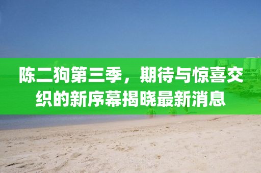 陈二狗第三季，期待与惊喜交织的新序幕揭晓最新消息