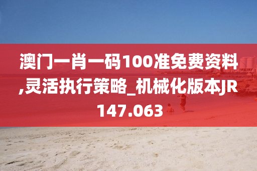 澳门一肖一码100准免费资料,灵活执行策略_机械化版本JR147.063
