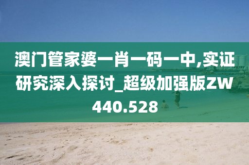 澳门管家婆一肖一码一中,实证研究深入探讨_超级加强版ZW440.528