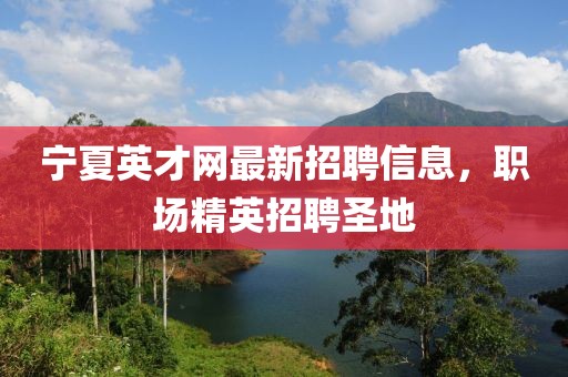 宁夏英才网最新招聘信息，职场精英招聘圣地