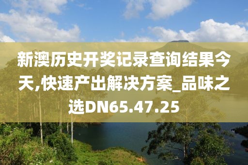 新澳历史开奖记录查询结果今天,快速产出解决方案_品味之选DN65.47.25