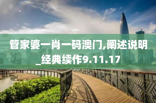 管家婆一肖一码澳门,阐述说明_经典续作9.11.17