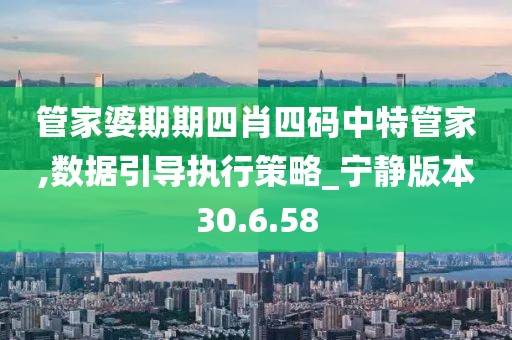 管家婆期期四肖四码中特管家,数据引导执行策略_宁静版本30.6.58