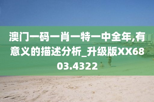 澳门一码一肖一特一中全年,有意义的描述分析_升级版XX6803.4322