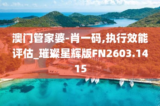 澳门管家婆-肖一码,执行效能评估_璀璨星辉版FN2603.1415