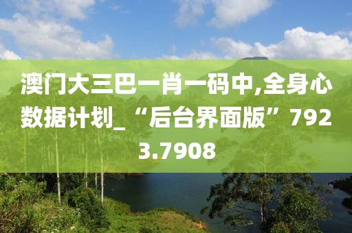 澳门大三巴一肖一码中,全身心数据计划_“后台界面版”7923.7908