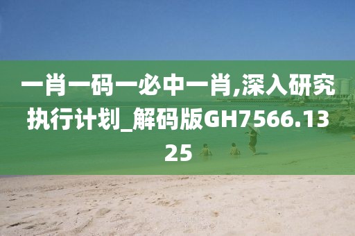 一肖一码一必中一肖,深入研究执行计划_解码版GH7566.1325