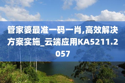 管家婆最准一码一肖,高效解决方案实施_云端应用KA5211.2057