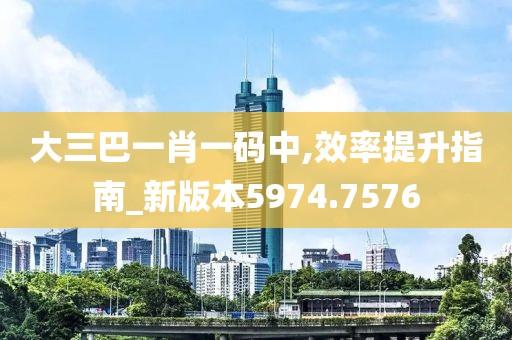 大三巴一肖一码中,效率提升指南_新版本5974.7576