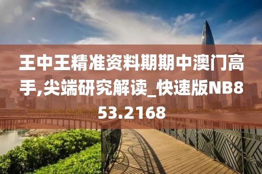 王中王精准资料期期中澳门高手,尖端研究解读_快速版NB853.2168