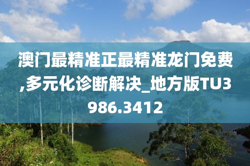 澳门最精准正最精准龙门免费,多元化诊断解决_地方版TU3986.3412