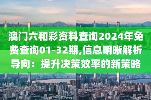 澳门六和彩资料查询2024年免费查询01-32期,信息明晰解析导向：提升决策效率的新策略