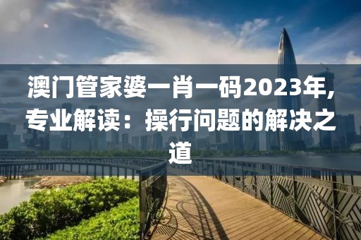 澳门管家婆一肖一码2023年,专业解读：操行问题的解决之道