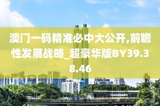 澳门一码精准必中大公开,前瞻性发展战略_超豪华版BY39.38.46