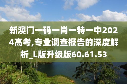 新澳门一码一肖一特一中2024高考,专业调查报告的深度解析_L版升级版60.61.53