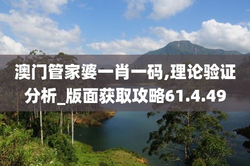 澳门管家婆一肖一码,理论验证分析_版面获取攻略61.4.49