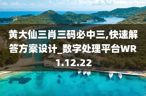 黄大仙三肖三码必中三,快速解答方案设计_数字处理平台WR1.12.22