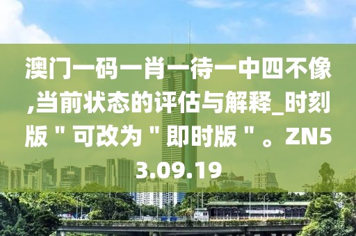 澳门一码一肖一待一中四不像,当前状态的评估与解释_时刻版＂可改为＂即时版＂。ZN53.09.19