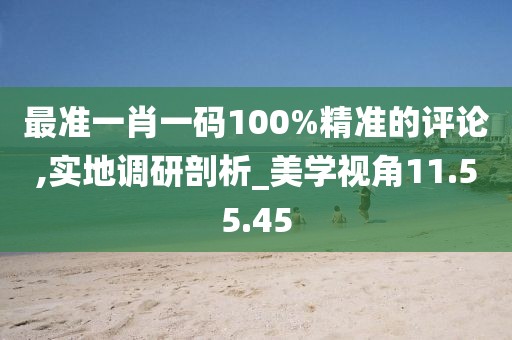 最准一肖一码100%精准的评论,实地调研剖析_美学视角11.55.45