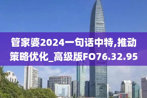 管家婆2024一句话中特,推动策略优化_高级版FO76.32.95