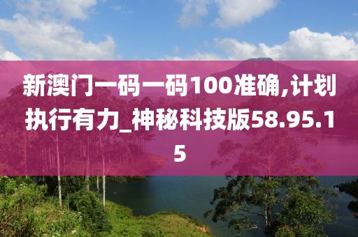新澳门一码一码100准确,计划执行有力_神秘科技版58.95.15