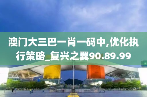 澳门大三巴一肖一码中,优化执行策略_复兴之翼90.89.99
