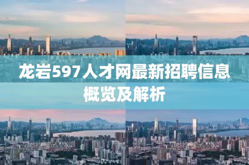 龙岩597人才网最新招聘信息概览及解析