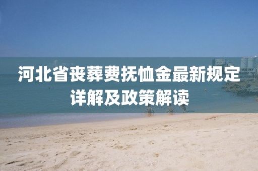 河北省丧葬费抚恤金最新规定详解及政策解读