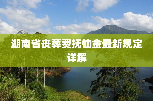 湖南省丧葬费抚恤金最新规定详解