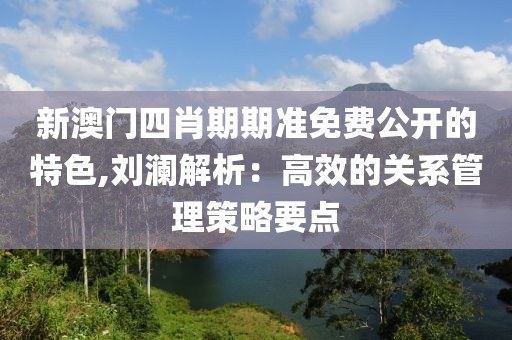 新澳门四肖期期准免费公开的特色,刘澜解析：高效的关系管理策略要点