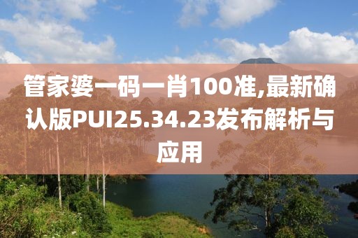 管家婆一码一肖100准,最新确认版PUI25.34.23发布解析与应用
