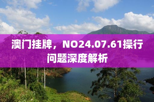 澳门挂牌，NO24.07.61操行问题深度解析
