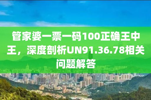管家婆一票一码100正确王中王，深度剖析UN91.36.78相关问题解答