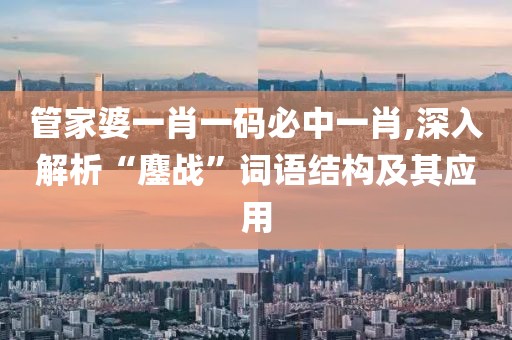 管家婆一肖一码必中一肖,深入解析“鏖战”词语结构及其应用