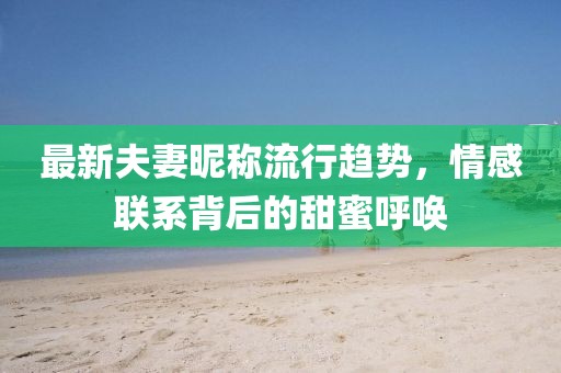 最新夫妻昵称流行趋势，情感联系背后的甜蜜呼唤