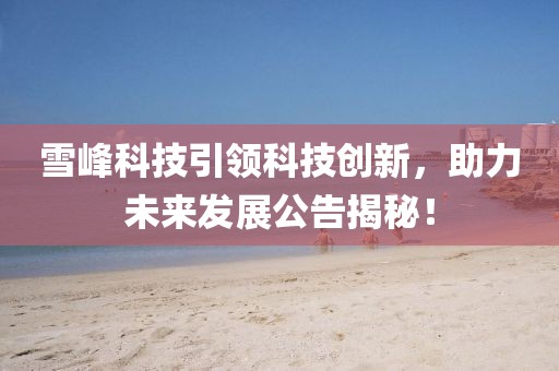 雪峰科技引领科技创新，助力未来发展公告揭秘！