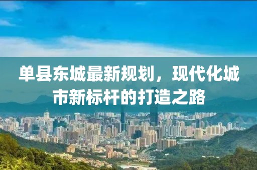 单县东城最新规划，现代化城市新标杆的打造之路