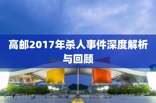 高邮2017年杀人事件深度解析与回顾