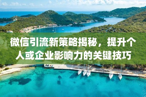 微信引流新策略揭秘，提升个人或企业影响力的关键技巧
