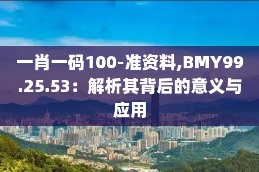 一肖一码100-准资料,BMY99.25.53：解析其背后的意义与应用