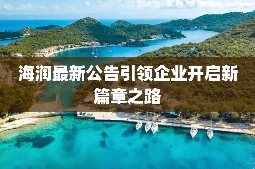 海润最新公告引领企业开启新篇章之路