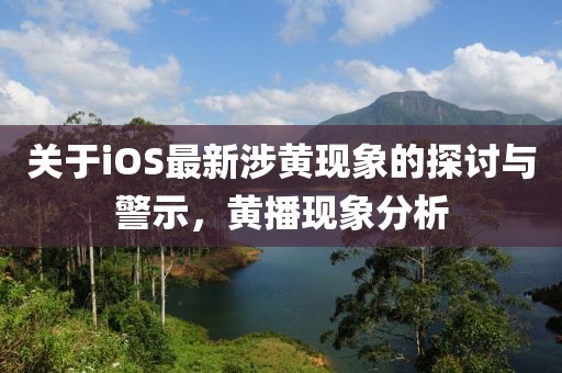 关于iOS最新涉黄现象的探讨与警示，黄播现象分析