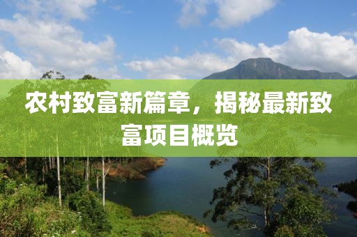 农村致富新篇章，揭秘最新致富项目概览