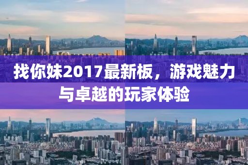 找你妹2017最新板，游戏魅力与卓越的玩家体验