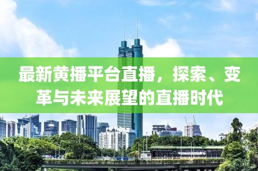 最新黄播平台直播，探索、变革与未来展望的直播时代