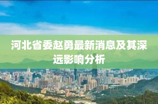 河北省委赵勇最新消息及其深远影响分析