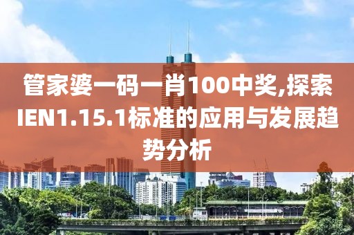 管家婆一码一肖100中奖,探索IEN1.15.1标准的应用与发展趋势分析