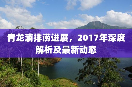 青龙浦排涝进展，2017年深度解析及最新动态